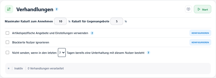 Preisgrenzen und Filter für automatische Verhandlungen