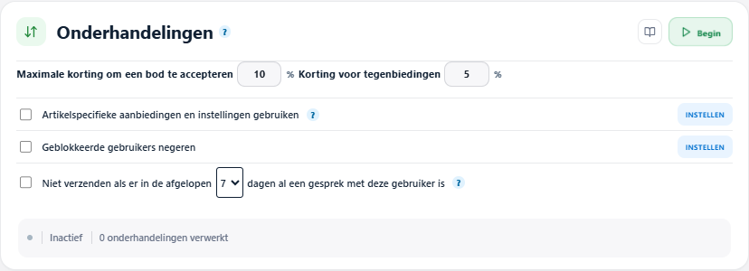 Marges en filters voor onderhandelingen